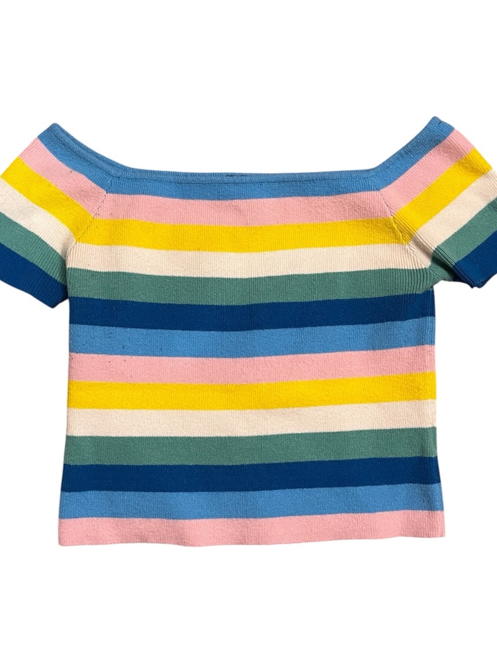 Forever 21 Multicolored Striped Off the Shoulder Crop top